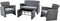 Tafelset met 3 fauteuils DKD Home Decor Grijs 124 x 72 x 75 cm 121 x 63 x 73 cm Synthetische rotan