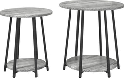 vidaXL - Bijzettafel - 2 - stuks - Grijs - Sonoma - Hout - en - Metaal