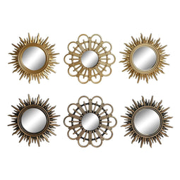 Set spiegels DKD Home Decor Kristal Zwart Gouden Polypropyleen (25 x 3 x 25 cm) (2 Stuks)