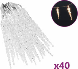vidaXL - Kerstverlichting - ijspegel - met - 40 - LED's - acryl - warmwit
