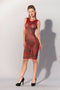 Printed Datex jurk met rood golvend dessin - XL