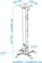 TooQ PJ2012T-S - Kantelbare Plafondondersteuning voor Projector - Max. 20 kg - Zilver