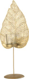 J-Line theelichthouder Blad - metaal - goud - large