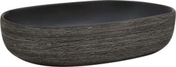 vidaXL - Opzetwasbak - ovaal - 59x40x14 - cm - keramiek - grijs - en - zwart
