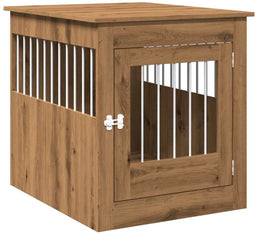 vidaXL - Hondenbench - 64,5x80x71 - cm - bewerkt - hout - artisanaal - eikenkleur