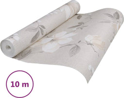 vidaXL - Vliesbehang - 3D - bloemenpatroon - 10x0,53 - m - grijs