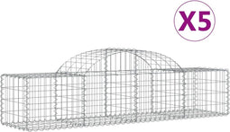 vidaXL - Schanskorven - 5 - st - gewelfd - 200x50x40/60 - cm - gegalvaniseerd - ijzer