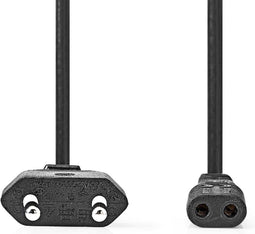 Nedis Stroomkabel - Euro Male - IEC-320-C1 - 2.00 m - Plat - Zwart