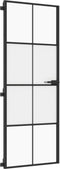vidaXL - Binnendeur - smal - 76x201,5 - cm - gehard - glas - en - aluminium - zwart