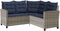 vidaXL - Tuinbank - met - tafel - en - kussens - L-vormig - poly - rattan - grijs