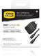Otterbox EU Wall Charger 20W - USB-C 20W USB-PD + USB C-C Cable 1m - Zwart