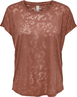 ONLY PLAY ONPMARNA LOOSE BURN OUT SS TEE - Dames T-shirt - Losvallend - Oranje rood