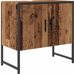 vidaXL - Wastafelkast - 60x33x60 - cm - bewerkt - hout - oud - houtkleurig