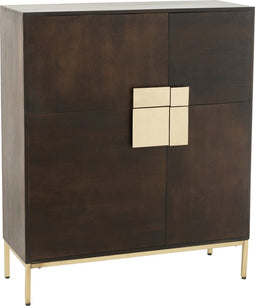 J-Line Kast 2 Deuren Mangohout/Ijzer Bruin/Goud