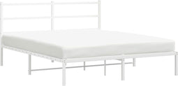 vidaXL - Bedframe - met - hoofdbord - metaal - wit - 150x200 - cm