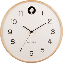 Wall clock Natural Cuckoo birch wood white