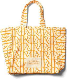 Riviera Maison Katoen en draagtas, Stevige Schoudertas met RM print - RM Monogram Tote Bag - Oranje - Katoen