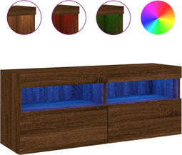 vidaXL - Tv-wandmeubel - met - LED-verlichting - 100x30x40 - cm - bruineikenkleur