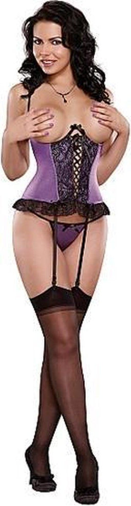Cupless Korset & String - Paars Small