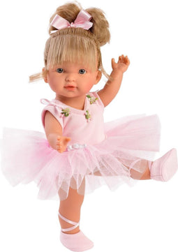 Llorens blanke pop Valeria ballet met rose strik 28cm