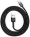 Baseus CATKLF-BG1 - Geweven Nylon USB naar USB-C Snellaadkabel 1M - High-speed opladen - Zwart