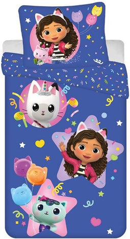 Gabby's Dollhouse Dekbedovertrek, Pandy & Mercat - Eenpersoons - 140 x 200 + 63 x 63 cm - Polyester