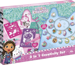 Gabby’s Poppenhuis Totum knutselset 2 in 1 glitter bedelarmbandjes maken blaaspennen en sjablonen Gabby’s Dollhouse creatief speelgoed