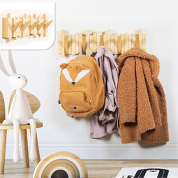 Gadgy Kapstok Hangend - Wandkapstok Hout Wand - Kinderkapstok met 5 Inklapbare Haken - Muur Kleerhanger Bamboe - Max. 15kg draagkracht