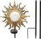 Gadgy Solar Tuinfakkel Zon met grondspies - Tuinsteker Set van 2 st. - Tuinfakkels 103CM Hoog - Tuinverlichting op zonneenergie buiten - Led buitenverlichting met sensor - Brons kleurig Metaal