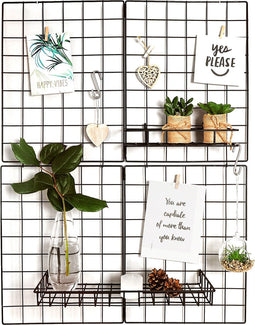 Gadgy Wandrek Industrieel - Memobord - Vouwbaar met 2 losse Plankjes – Inclusief 6 S-Haken en 10 Knijpers – 2 losse Wandrekken - Wandrek Metaal Zwart – Wanddecoratie Woonkamer - 60 x 80 cm