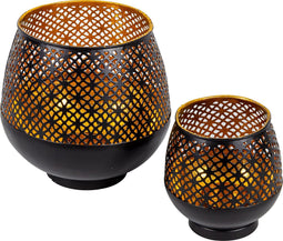 Gadgy Waxinelichthouder Rond - Theelichthouders Set van 2 - Sfeerverlichting binnen - Kaarsenhouders voor Waxinelichten - Groot 15x16 cm - Klein 9x10 cm