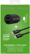 Celly CCMINITYPEC - Autolader USB-C met USB-C naar USB-C Kabel 20W - Zwart