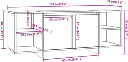 vidaXL - Tv-meubel - 130x35x50 - cm - bewerkt - hout - hoogglans - wit