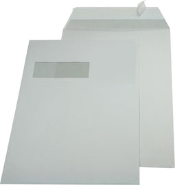 Gallery enveloppen formaat 229 x 324 mm venster links stripsluiting binnenzijde grijs doos van 250 stuks