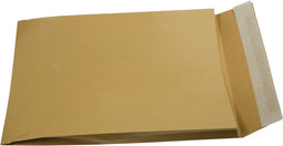 Gallery enveloppen met balg formaat 229 x 324 x 35 mm stripsluiting bruine kraft doos van 250 stuks