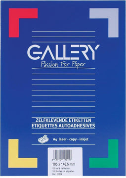 Gallery witte etiketten ft 105 x 148,5 mm (b x h), rechte hoeken, doos van 400 etiketten