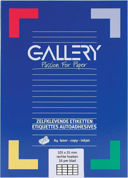 Gallery witte etiketten ft 105 x 35 mm (b x h), rechte hoeken, doos van 1.600 etiketten