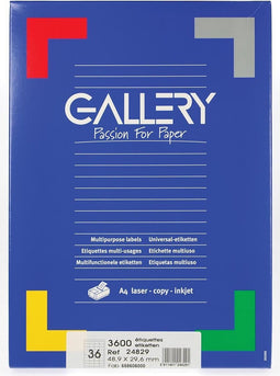 Gallery witte etiketten ft 48,9 x 29,6 mm (b x h), rechte hoeken, doos van 3.600 etiketten