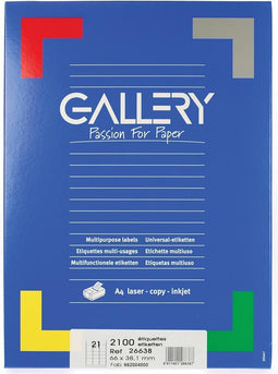 Gallery witte etiketten ft 66 x 38,1 mm (b x h), ronde hoeken, doos van 2.100 etiketten