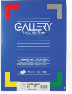 Gallery witte etiketten ft 70 x 35 mm (b x h), rechte hoeken, doos van 2.400 etiketten