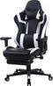 Gamestoel Tornado relax bureaustoel - met voetsteun - ergonomisch verstelbaar - zwart wit