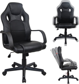 Gamestoel Wouter - bureaustoel - racing gaming stijl - hoogte verstelbaar - zwart