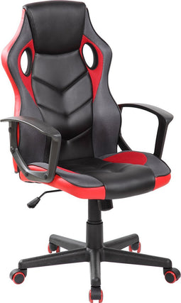 Gaming stoel - zwart/rood - ecologisch leer - verstelbaar