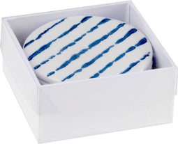 J-Line onderzetter Print - porselein - blauw/wit - 6 stuks