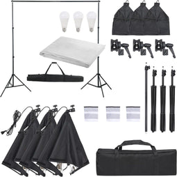 vidaXL - Fotostudioset - met - verlichtingsset - en - achtergrond