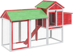 vidaXL - Kippenhok - 193x65x117 - cm - massief - grenenhout - rood