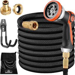 Gardebruk Tuinslang Flexibel - 15m 1/2" 3/4" Inch Wandmontage – Zwart