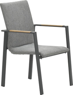 Garden Impressions Ottawa dining stoel - teak look - carbon black/ grijs