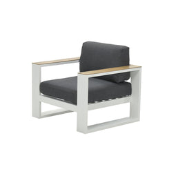 Garden Impressions Plaza lounge tuinstoel wit - teak look