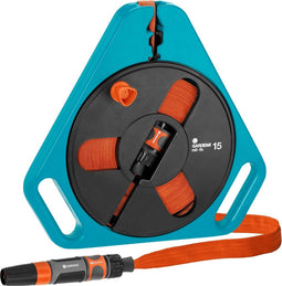 GARDENA Classic roll-fix Slanghouder - Platte slang 15 m - met cassette